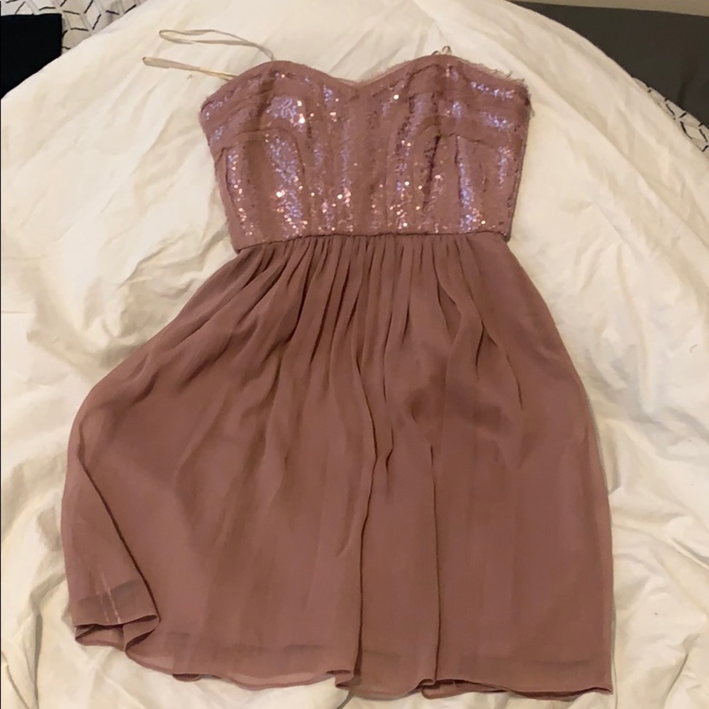 Mauve mini dress with sequin top